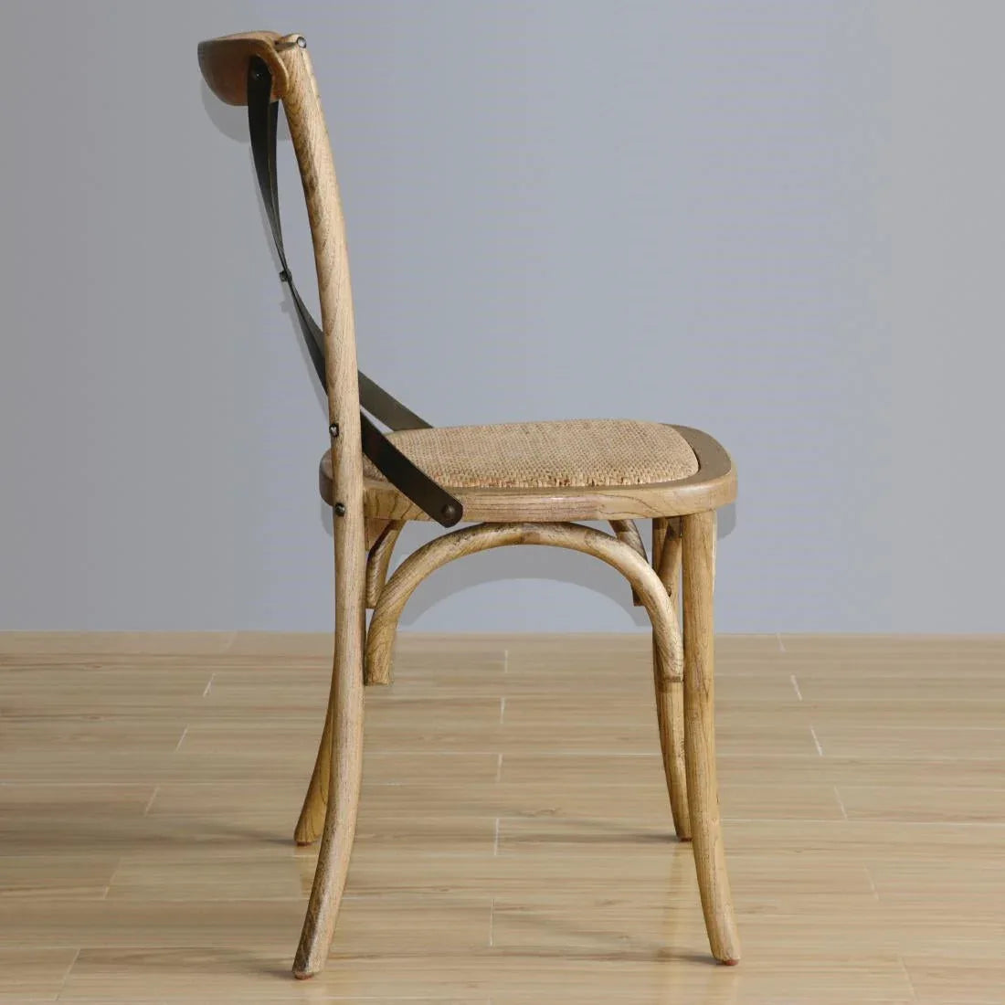 GG656 Bolero Natural Bentwood Chairs with Metal Cross Backrest (Pack of 2) - JD Catering Equipment Solutions Ltd