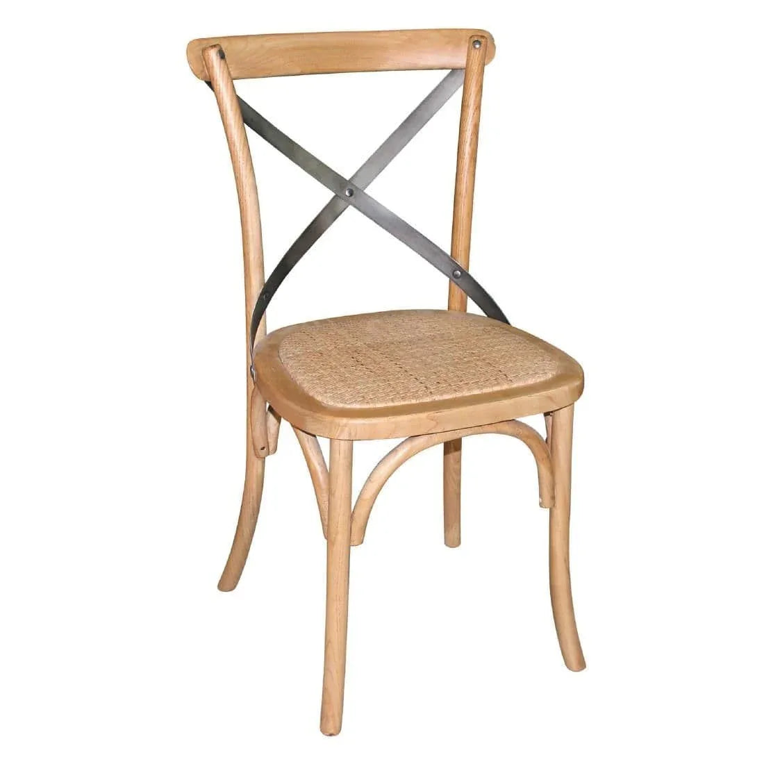 GG656 Bolero Natural Bentwood Chairs with Metal Cross Backrest (Pack of 2) - JD Catering Equipment Solutions Ltd