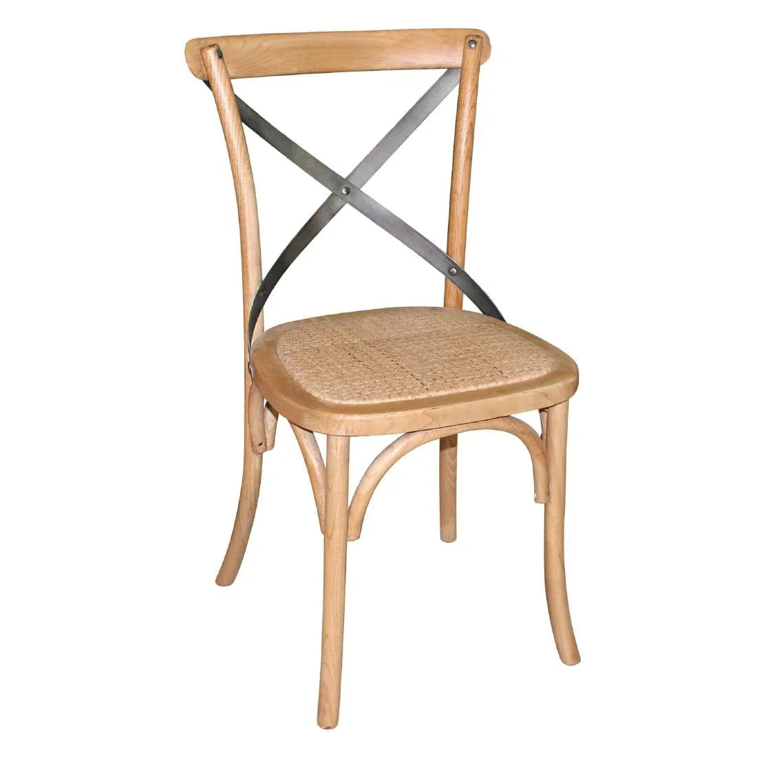 GG656 Bolero Natural Bentwood Chairs with Metal Cross Backrest (Pack of 2) - JD Catering Equipment Solutions Ltd
