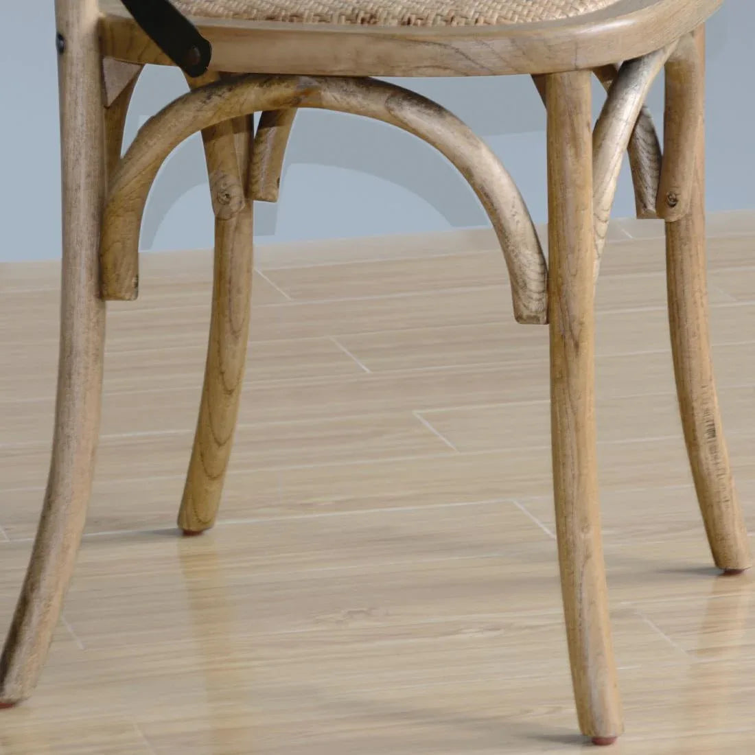 GG656 Bolero Natural Bentwood Chairs with Metal Cross Backrest (Pack of 2) - JD Catering Equipment Solutions Ltd