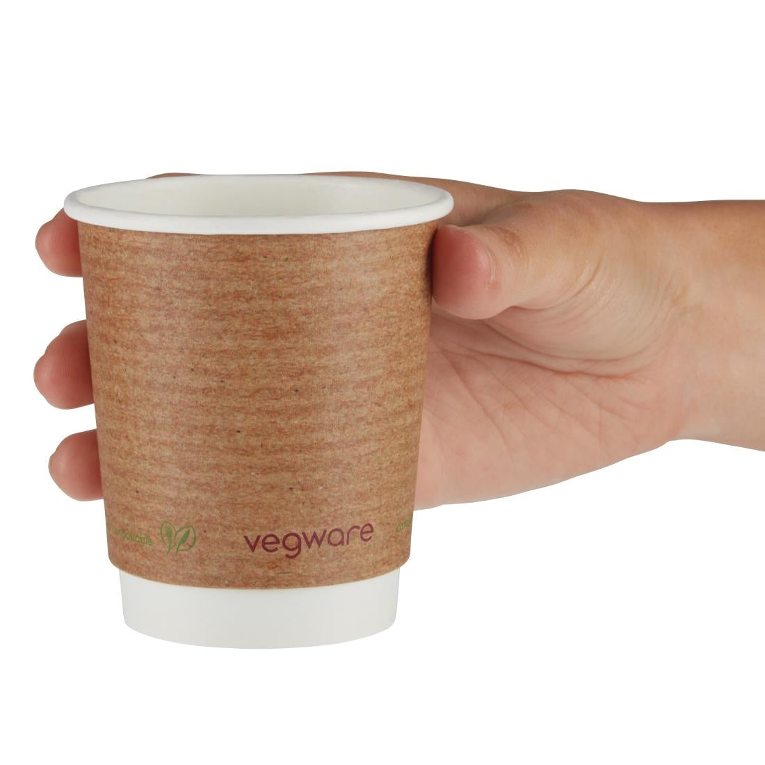 GH020 Vegware Compostable Coffee Cups Double Wall 230ml / 8oz (Pack of 500) JD Catering Equipment Solutions Ltd