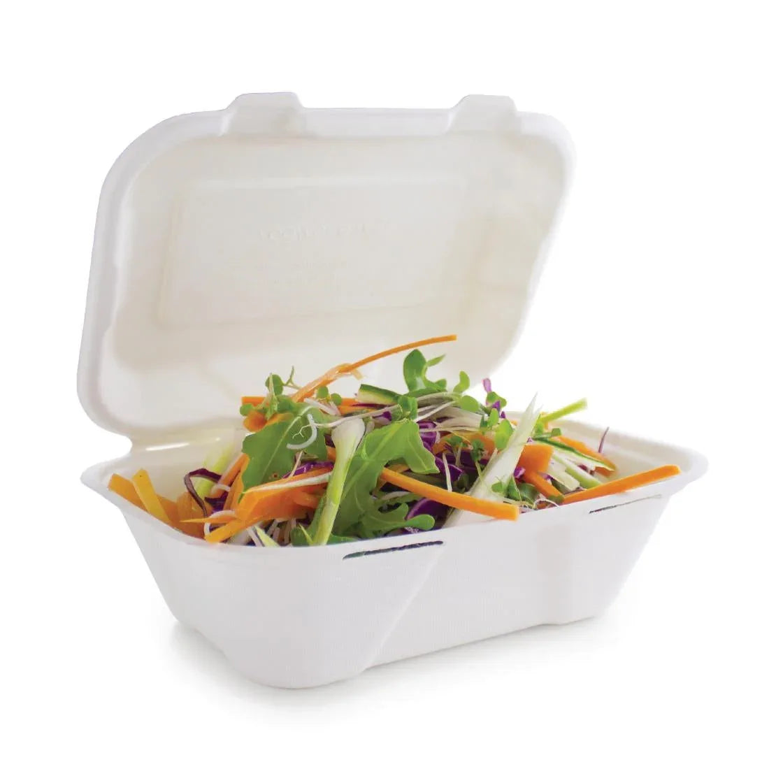 GH026 Vegware Compostable Bagasse Clamshell Hinged Meal Boxes 228mm - JD Catering Equipment Solutions Ltd