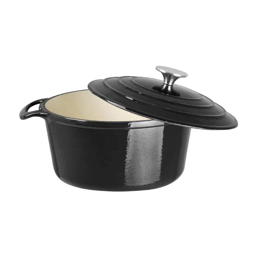 GH300 Vogue Black Round Casserole Dish 3.2Ltr - JD Catering Equipment Solutions Ltd