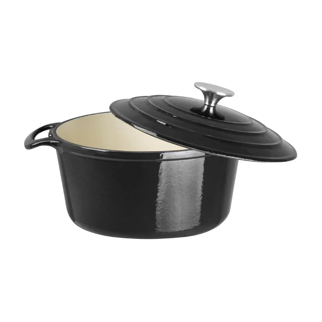 GH301 Vogue Black Round Casserole Dish 4Ltr - JD Catering Equipment Solutions Ltd