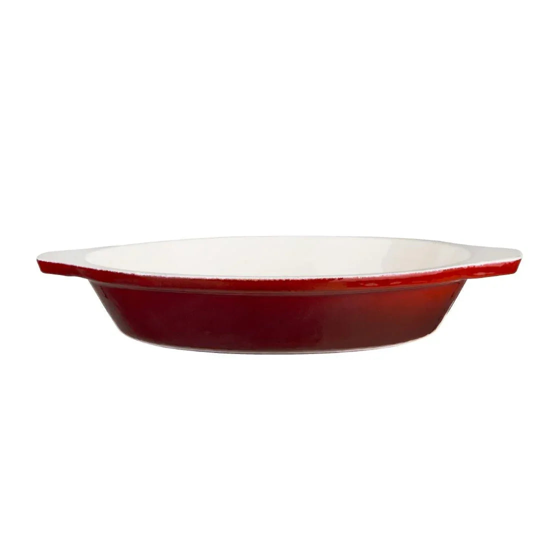 GH315 Vogue Red Round Cast Iron Gratin Dish 400ml - JD Catering Equipment Solutions Ltd