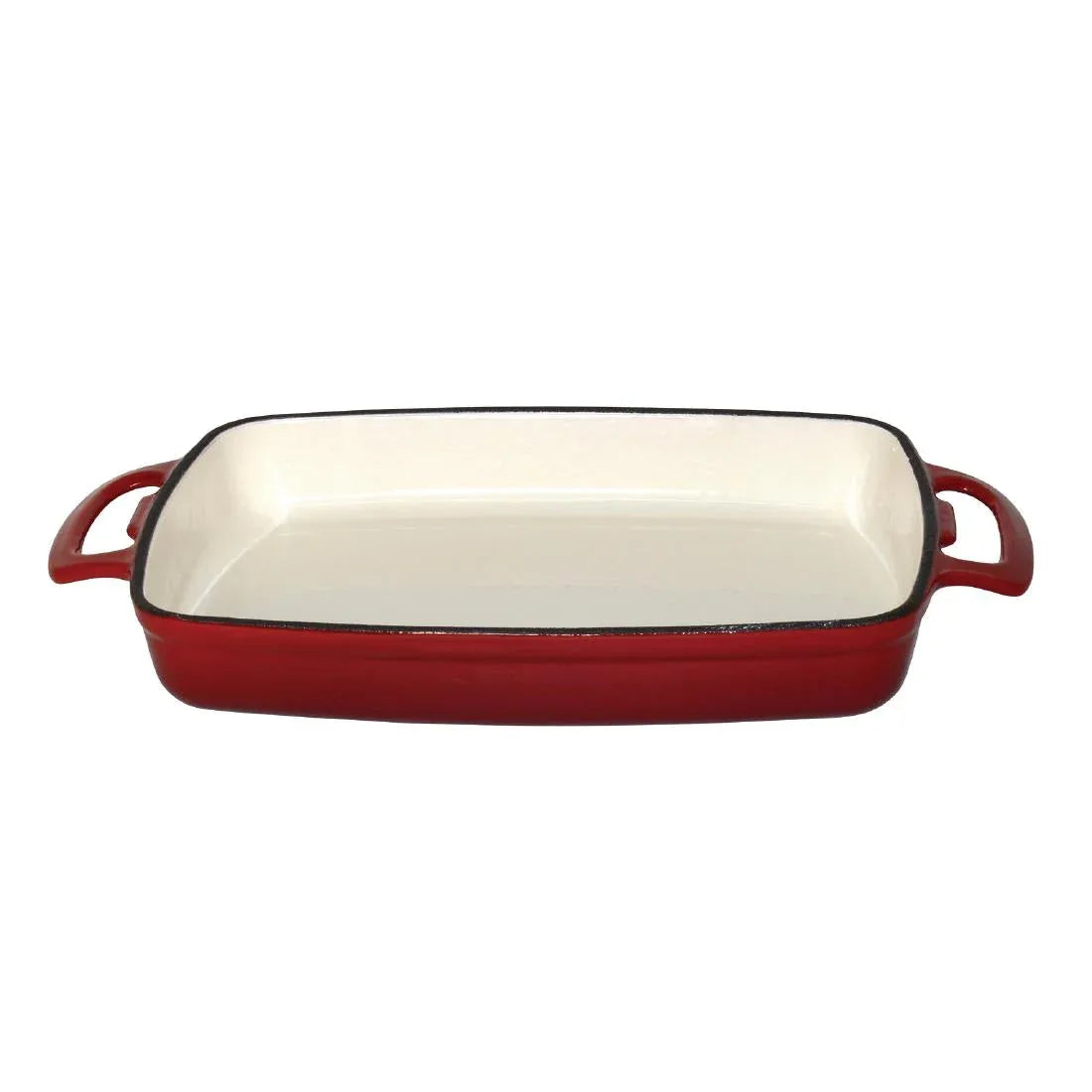 GH319 Vogue Red Rectangular Cast Iron Dish 1.8Ltr - JD Catering Equipment Solutions Ltd