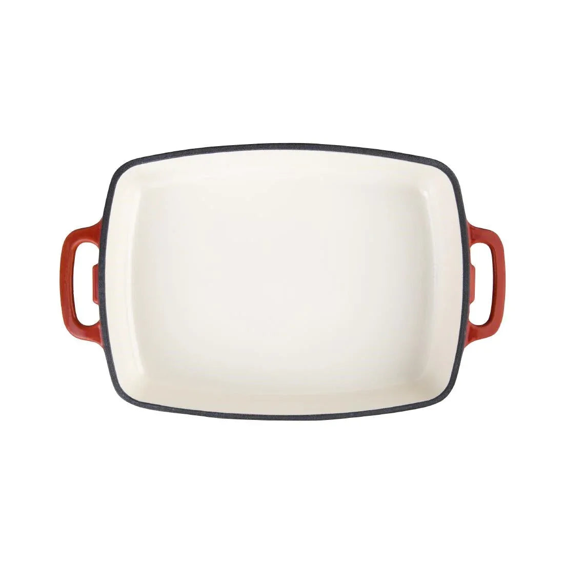 GH319 Vogue Red Rectangular Cast Iron Dish 1.8Ltr - JD Catering Equipment Solutions Ltd