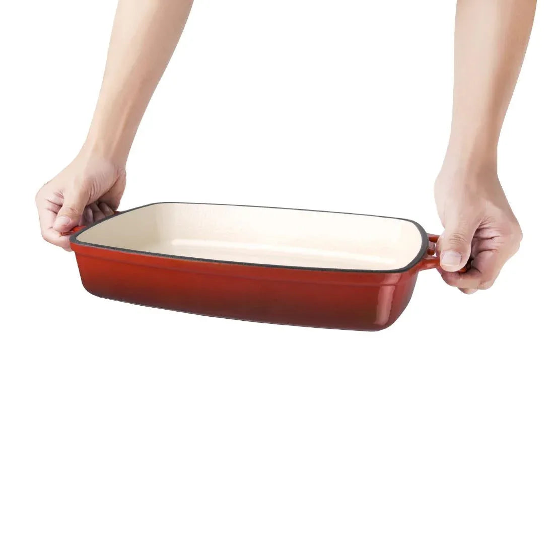 GH320 Vogue Red Rectangular Cast Iron Dish 2.8Ltr - JD Catering Equipment Solutions Ltd