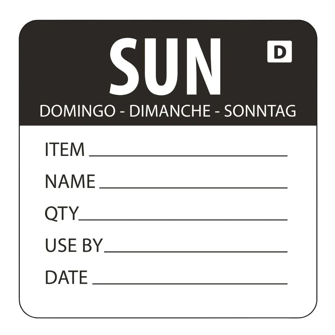 GH357 Vogue Dissolvable Day of the Week Labels Sunday (Pack of 250) - JD Catering Equipment Solutions Ltd