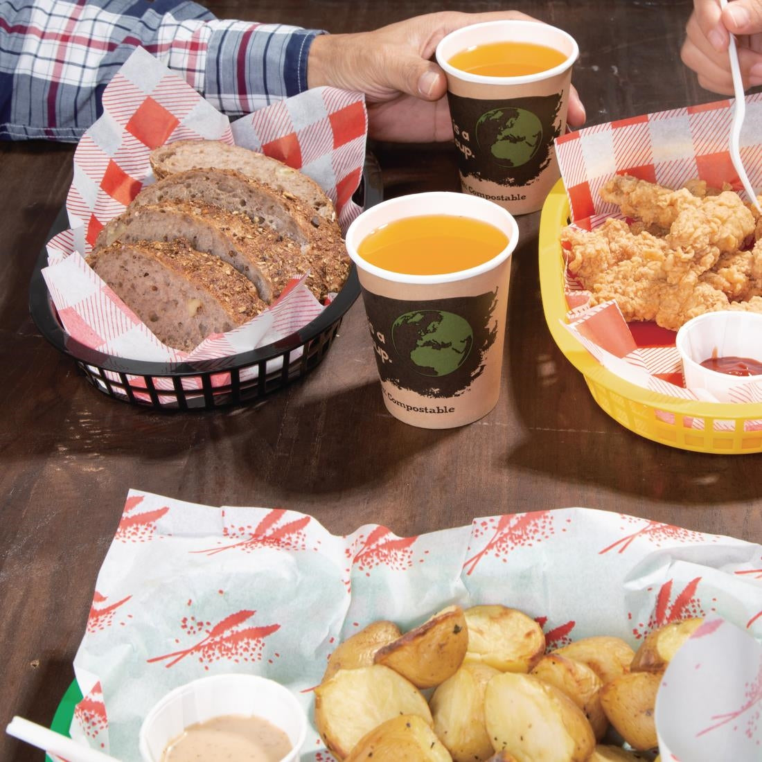 GH969 Olympia Oval Polypropylene Food Basket Black (Pack of 6) JD Catering Equipment Solutions Ltd