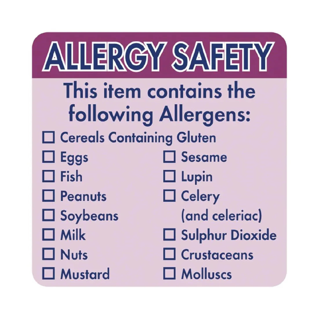 GJ058 Vogue Allergen Food Labels (Pack of 500) - JD Catering Equipment Solutions Ltd