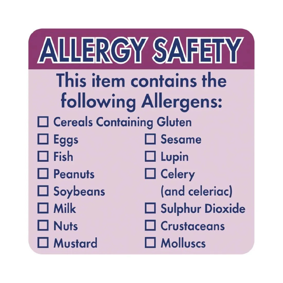 GJ058 Vogue Allergen Food Labels (Pack of 500) - JD Catering Equipment Solutions Ltd