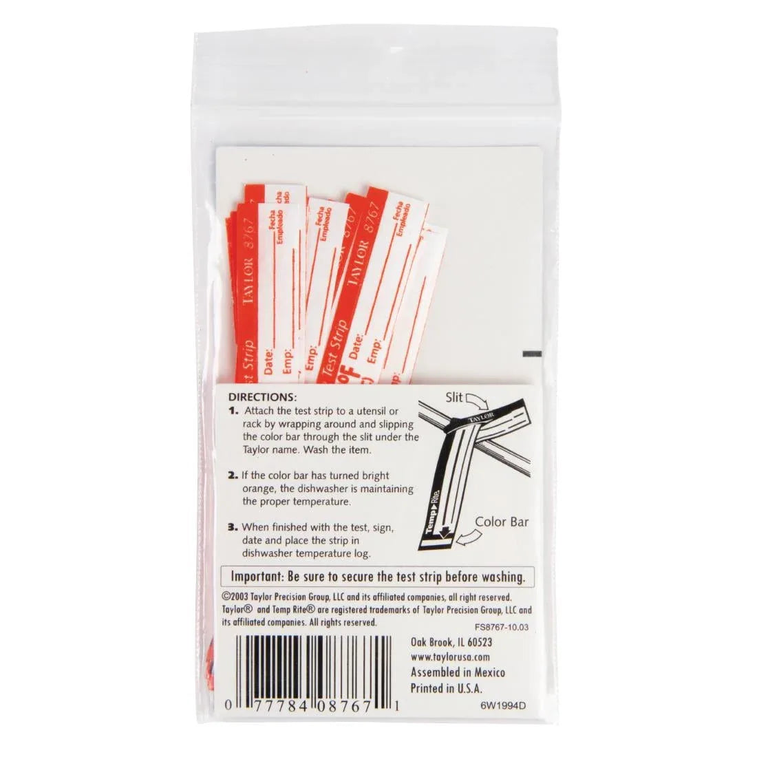 GJ059 Dishwasher Temperature Test Strip (Pack of 25) - JD Catering Equipment Solutions Ltd