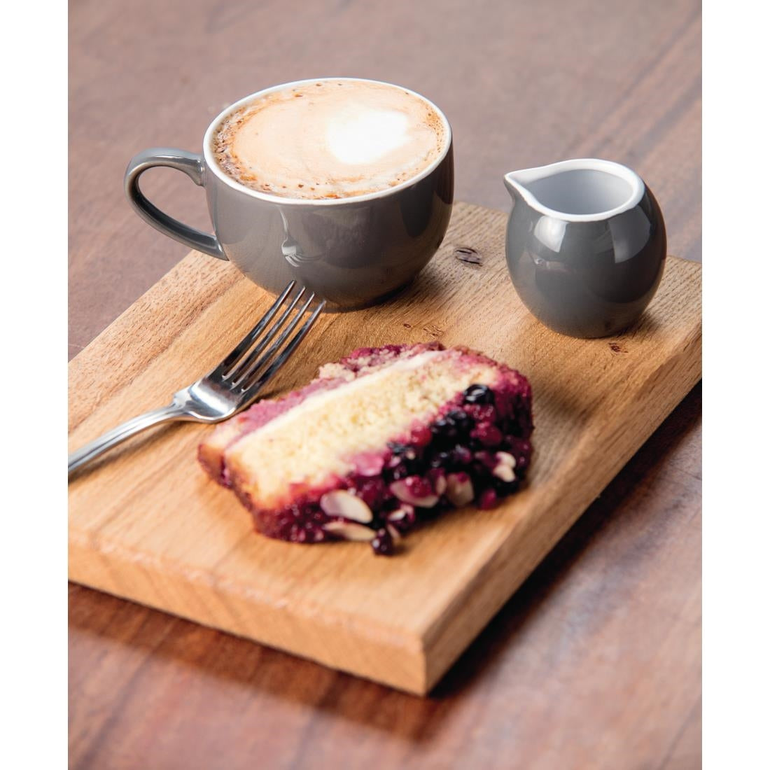 GK078 Olympia Cafe Cappuccino Cups Charcoal 340ml (Pack of 12) JD Catering Equipment Solutions Ltd