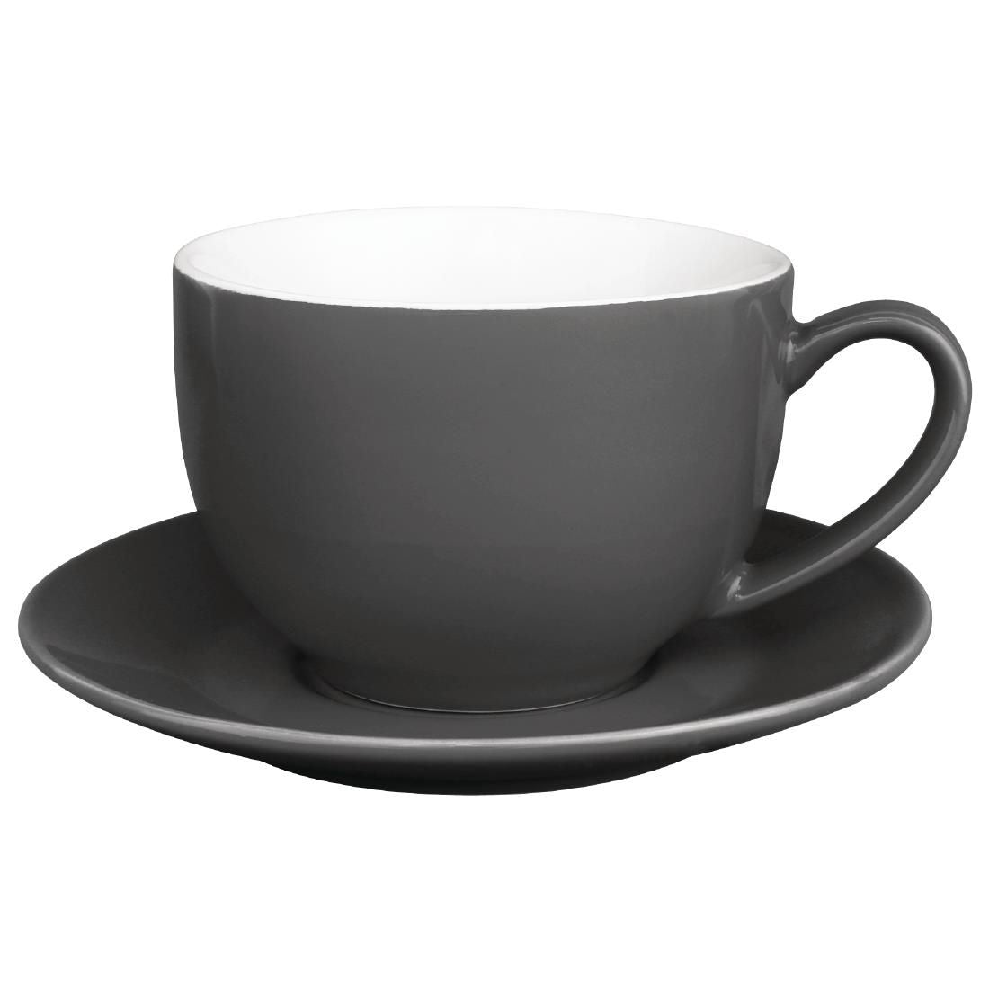 GK078 Olympia Cafe Cappuccino Cups Charcoal 340ml (Pack of 12) JD Catering Equipment Solutions Ltd