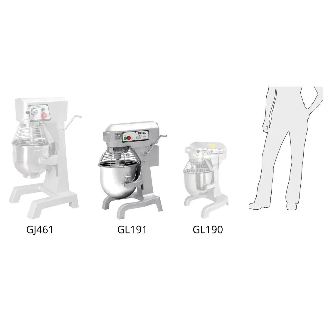 GL191 Buffalo 20Ltr Planetary Mixer 1.1kW. Capacity: 20Ltr. Three speed - JD Catering Equipment Solutions Ltd