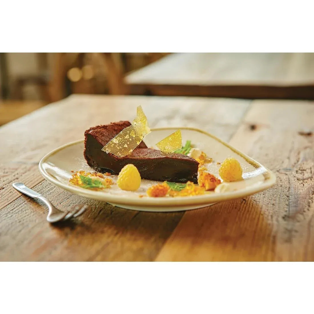 GP326 Olympia Kiln Triangular Plate Sandstone 230mm (Pack of 6) - JD Catering Equipment Solutions Ltd