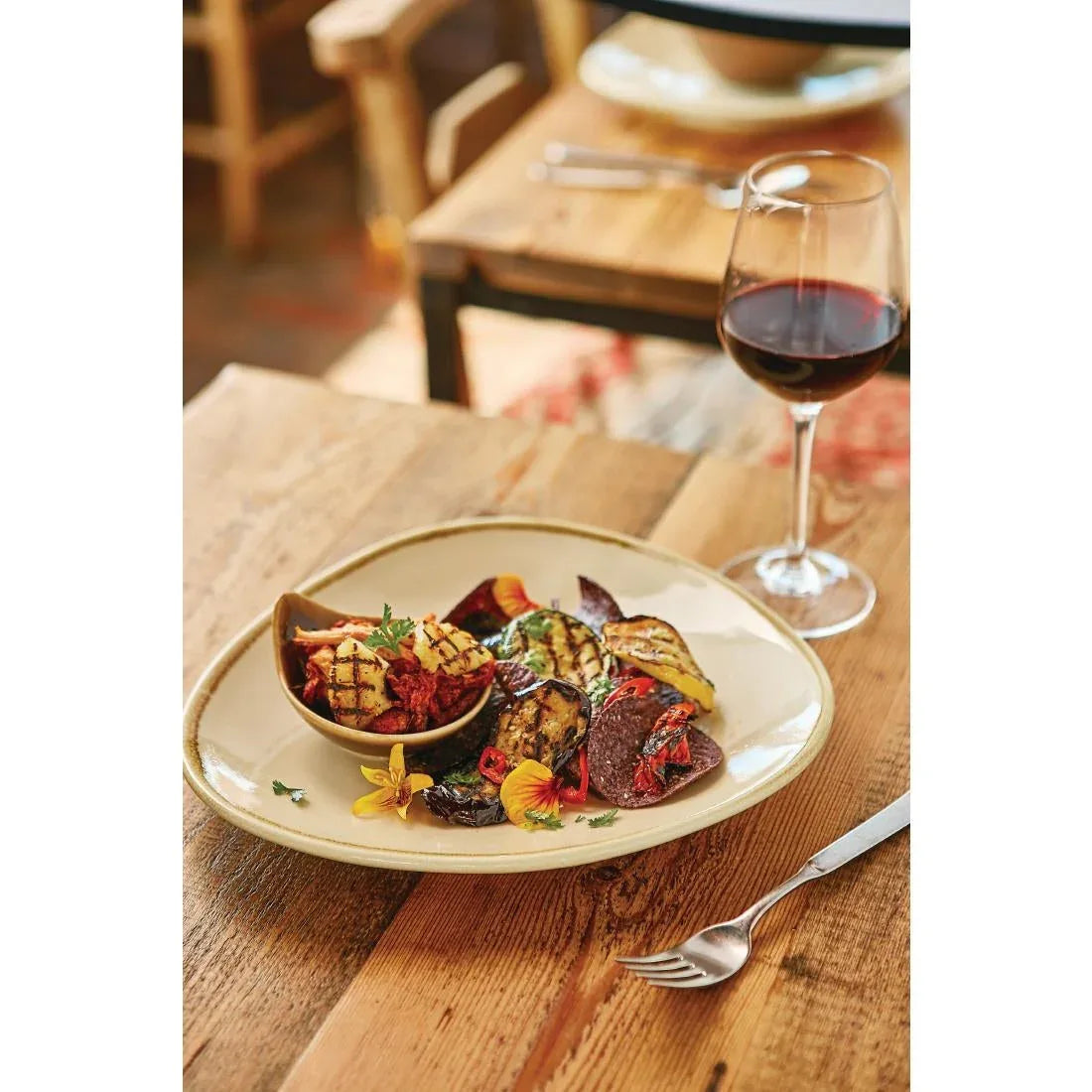 GP327 Olympia Kiln Triangular Plate Sandstone 280mm (Pack of 4) - JD Catering Equipment Solutions Ltd