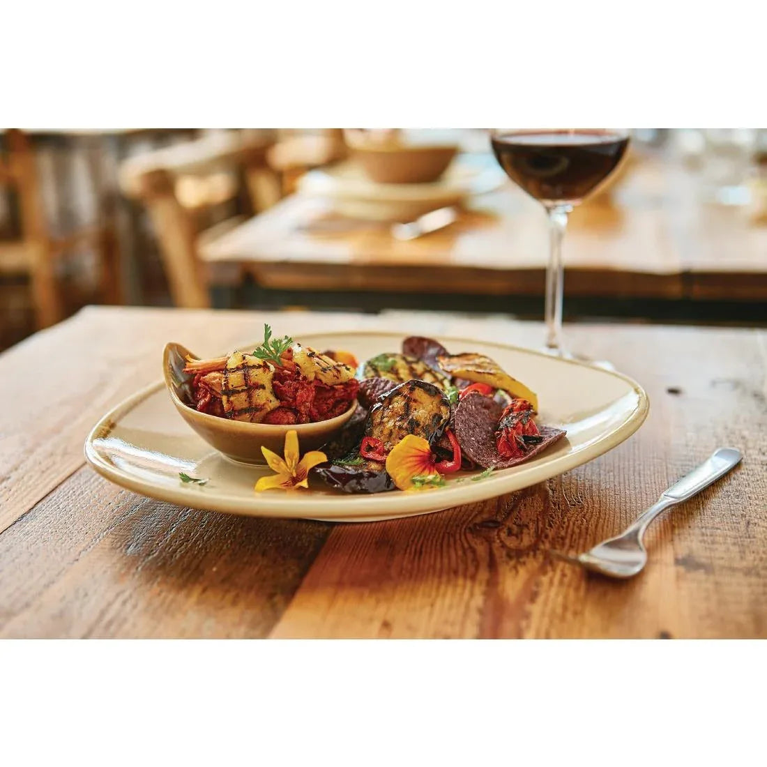 GP327 Olympia Kiln Triangular Plate Sandstone 280mm (Pack of 4) - JD Catering Equipment Solutions Ltd