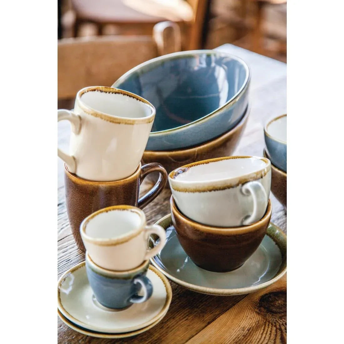 GP332 Olympia Kiln Cappuccino Cup Sandstone 340ml (Pack of 6) - JD Catering Equipment Solutions Ltd