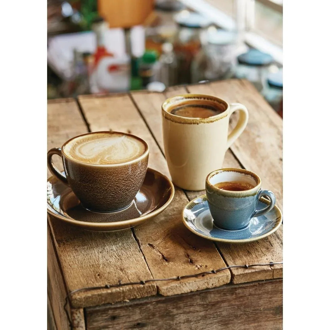 GP332 Olympia Kiln Cappuccino Cup Sandstone 340ml (Pack of 6) - JD Catering Equipment Solutions Ltd
