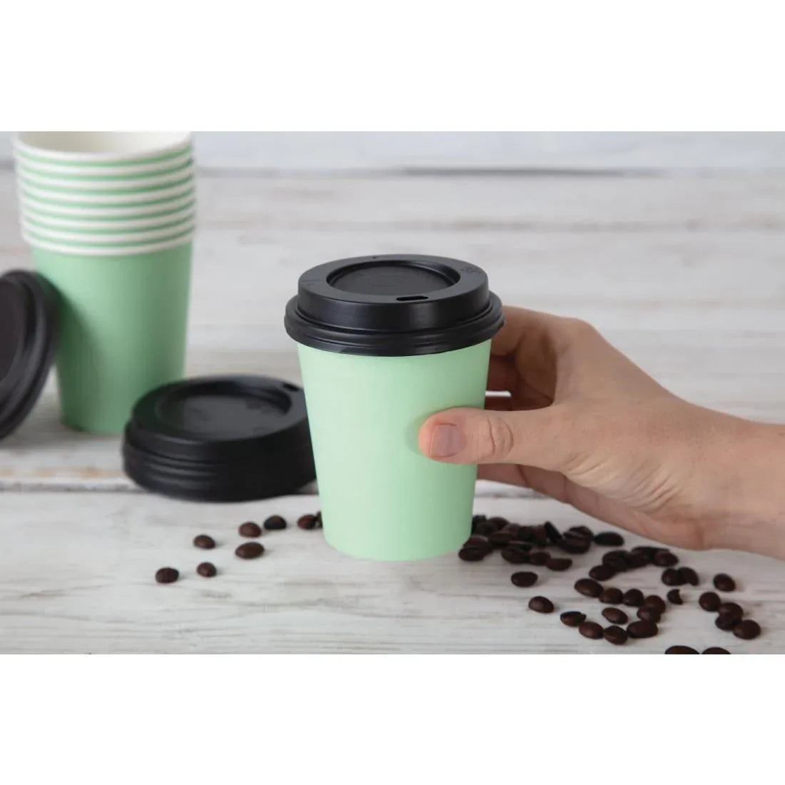 GP400 Fiesta Recyclable Coffee Cups Single Wall Turquoise 225ml / 8oz (Pack of 50) - JD Catering Equipment Solutions Ltd