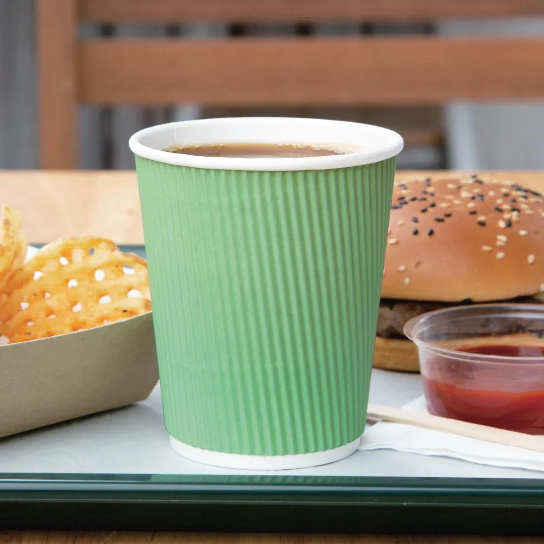 GP421 Fiesta Ripple Wall Takeaway Coffee Cups Turquoise 225ml / 8oz (Pack of 500) - JD Catering Equipment Solutions Ltd