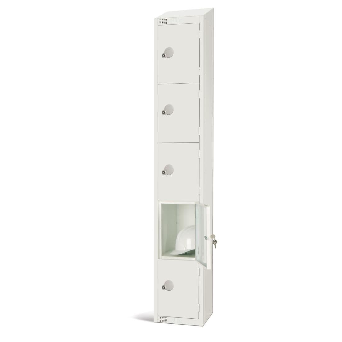 GR306-PS Elite Five Door Padlock Locker with Sloping Top White JD Catering Equipment Solutions Ltd