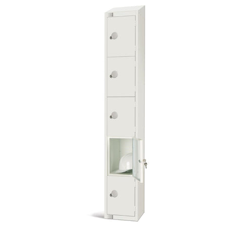 GR313-PS Elite Five Door Padlock Locker with Sloping Top White JD Catering Equipment Solutions Ltd