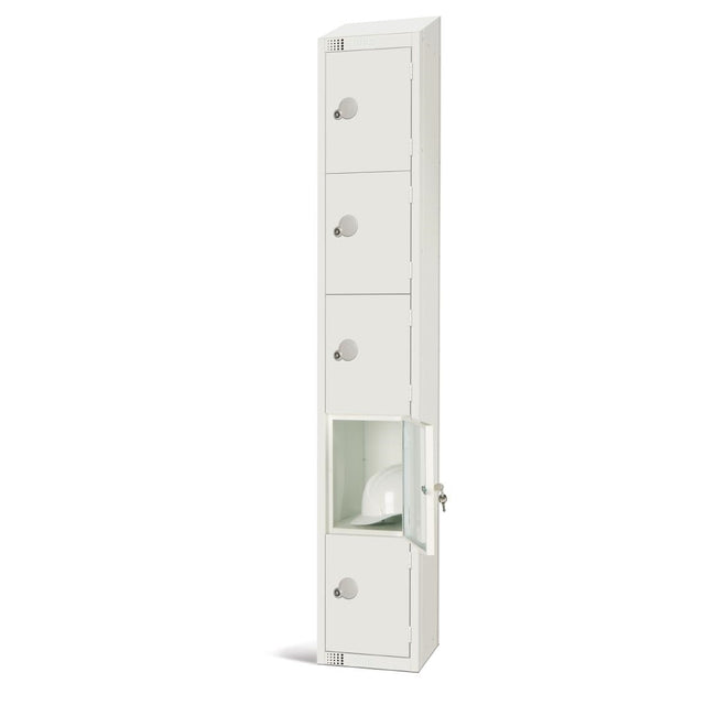 GR313-PS Elite Five Door Padlock Locker with Sloping Top White JD Catering Equipment Solutions Ltd