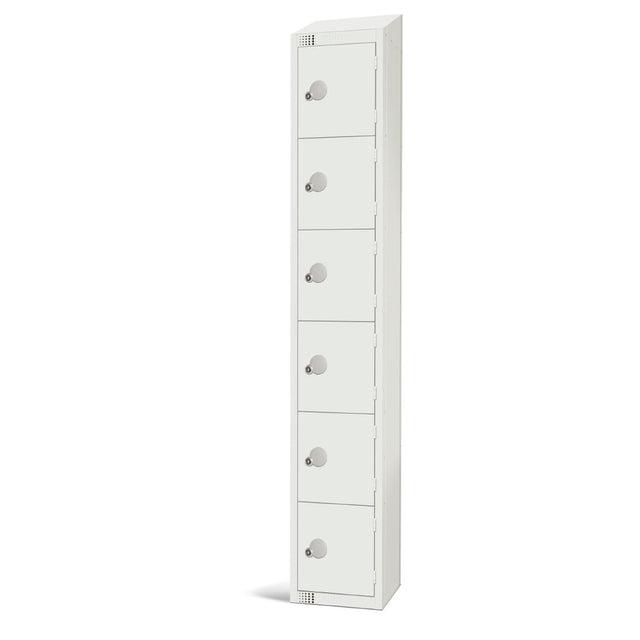 GR314-CNS Elite Six Door Coin Return Locker with Sloping Top White JD Catering Equipment Solutions Ltd