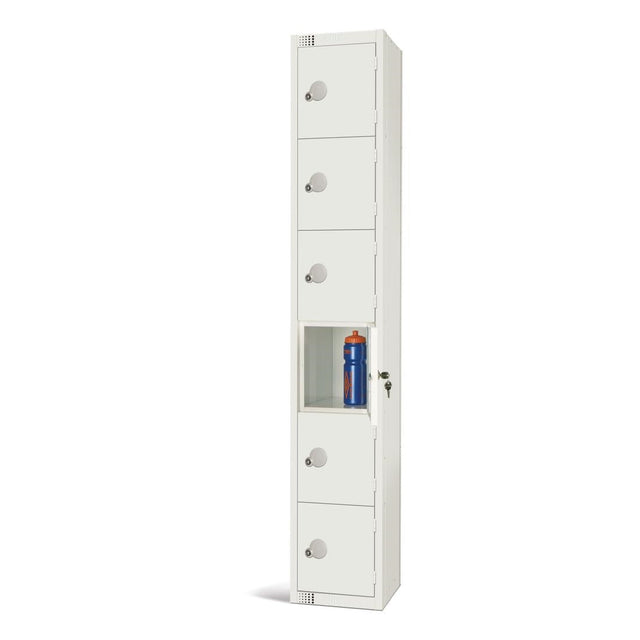 GR314-P Elite Six Door Padlock Locker White JD Catering Equipment Solutions Ltd