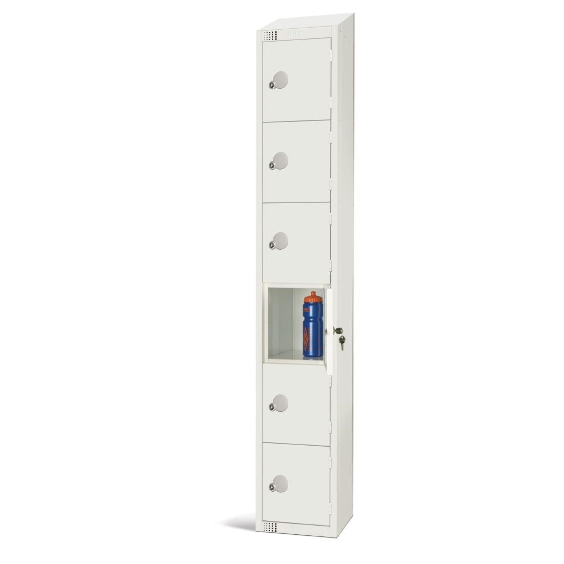 GR314-PS Elite Six Door Padlock Locker with Sloping Top White JD Catering Equipment Solutions Ltd
