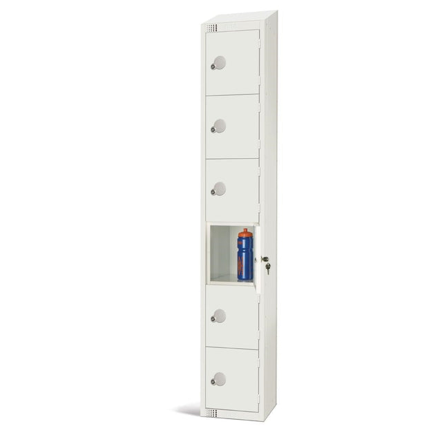 GR314-PS Elite Six Door Padlock Locker with Sloping Top White JD Catering Equipment Solutions Ltd