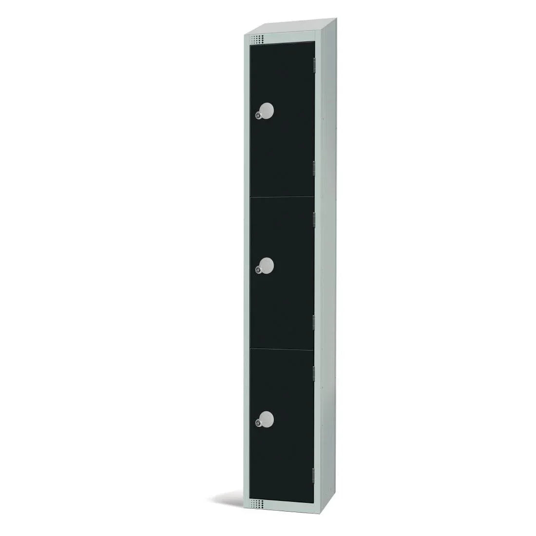 GR672-CLS Elite Three Door Manual Combination Locker Locker Black with sloping top - JD Catering Equipment Solutions Ltd