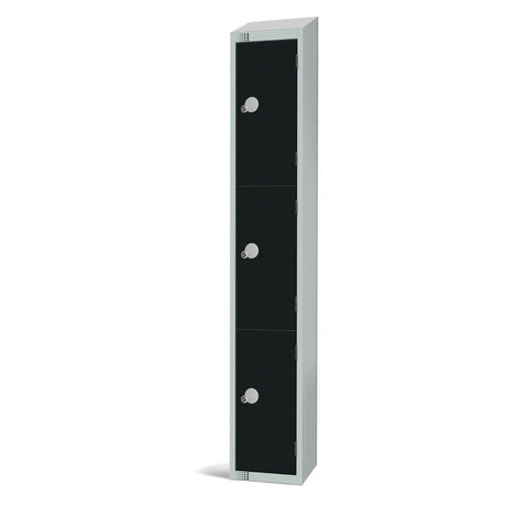 GR672-CS Elite Three Door Camlock Locker with Sloping Top Black JD Catering Equipment Solutions Ltd