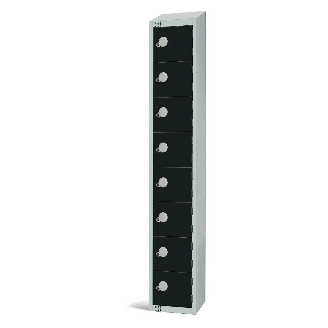 GR676-CNS Elite Eight Door Coin Return Locker with Sloping Top Black - JD Catering Equipment Solutions Ltd