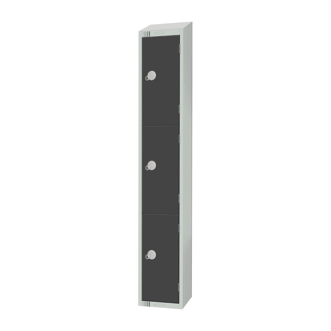GR679-CNS Elite Three Door Coin Return Locker with Sloping Top Graphite Grey JD Catering Equipment Solutions Ltd