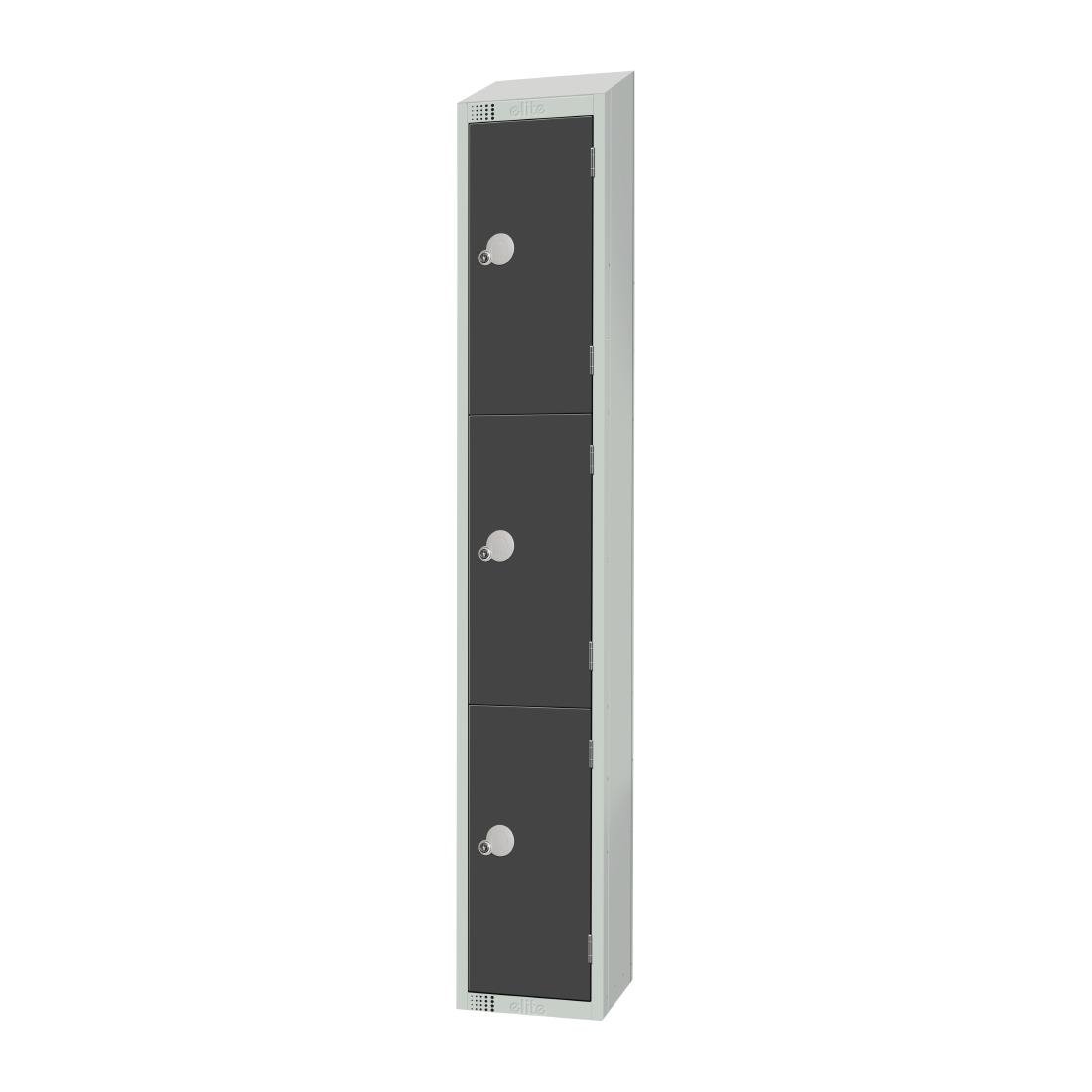 GR679-CS Elite Three Door Camlock Locker Graphite Grey with Sloping Top JD Catering Equipment Solutions Ltd
