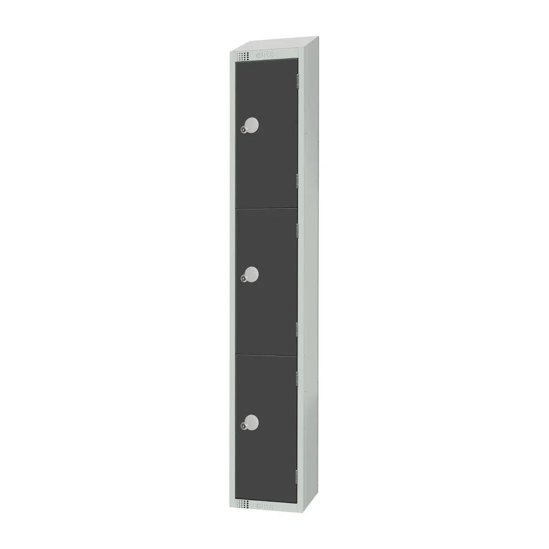 GR679-CS Elite Three Door Camlock Locker Graphite Grey with Sloping Top - JD Catering Equipment Solutions Ltd