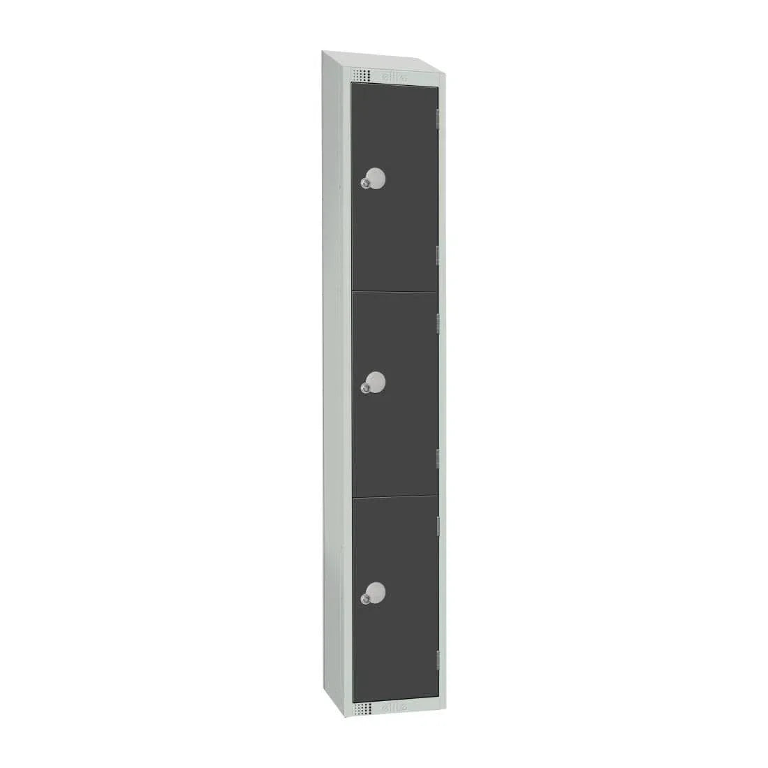 GR679-CS Elite Three Door Camlock Locker Graphite Grey with Sloping Top - JD Catering Equipment Solutions Ltd