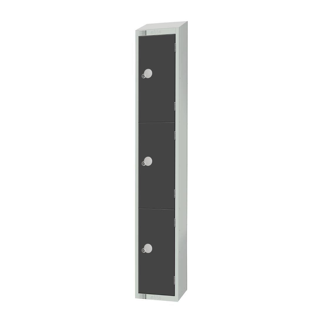 GR679-PS Elite Three Door Padlock Locker Graphite Grey with Sloping Top JD Catering Equipment Solutions Ltd