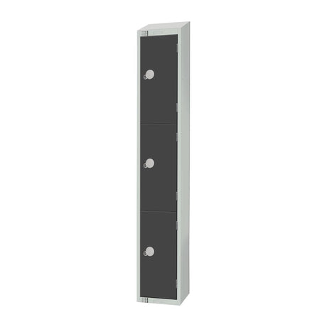 GR679-PS Elite Three Door Padlock Locker Graphite Grey with Sloping Top JD Catering Equipment Solutions Ltd