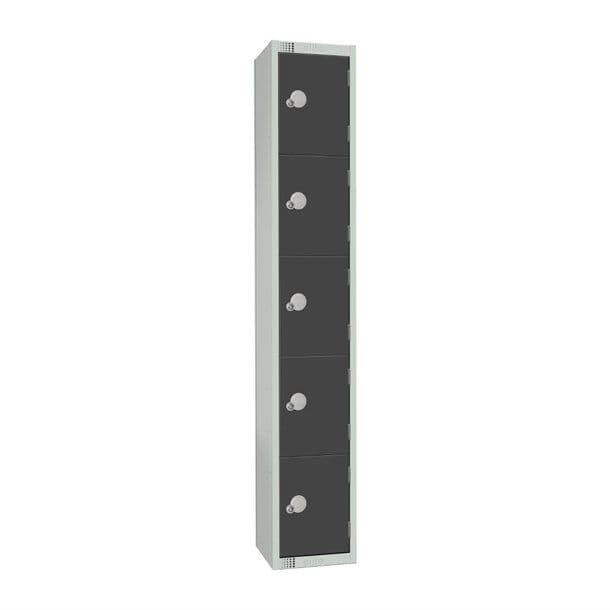 GR681-CS Elite Five Door Camlock Locker with Sloping Top Graphite Grey JD Catering Equipment Solutions Ltd