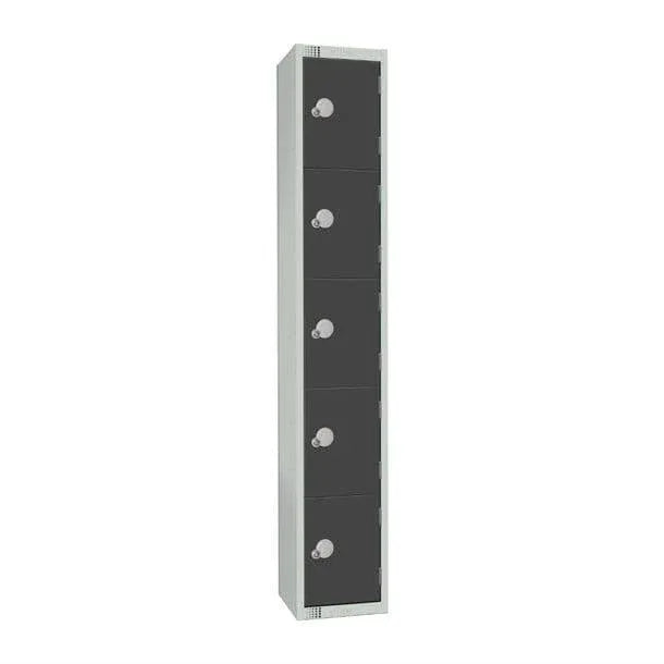 GR681-CS Elite Five Door Camlock Locker with Sloping Top Graphite Grey - JD Catering Equipment Solutions Ltd