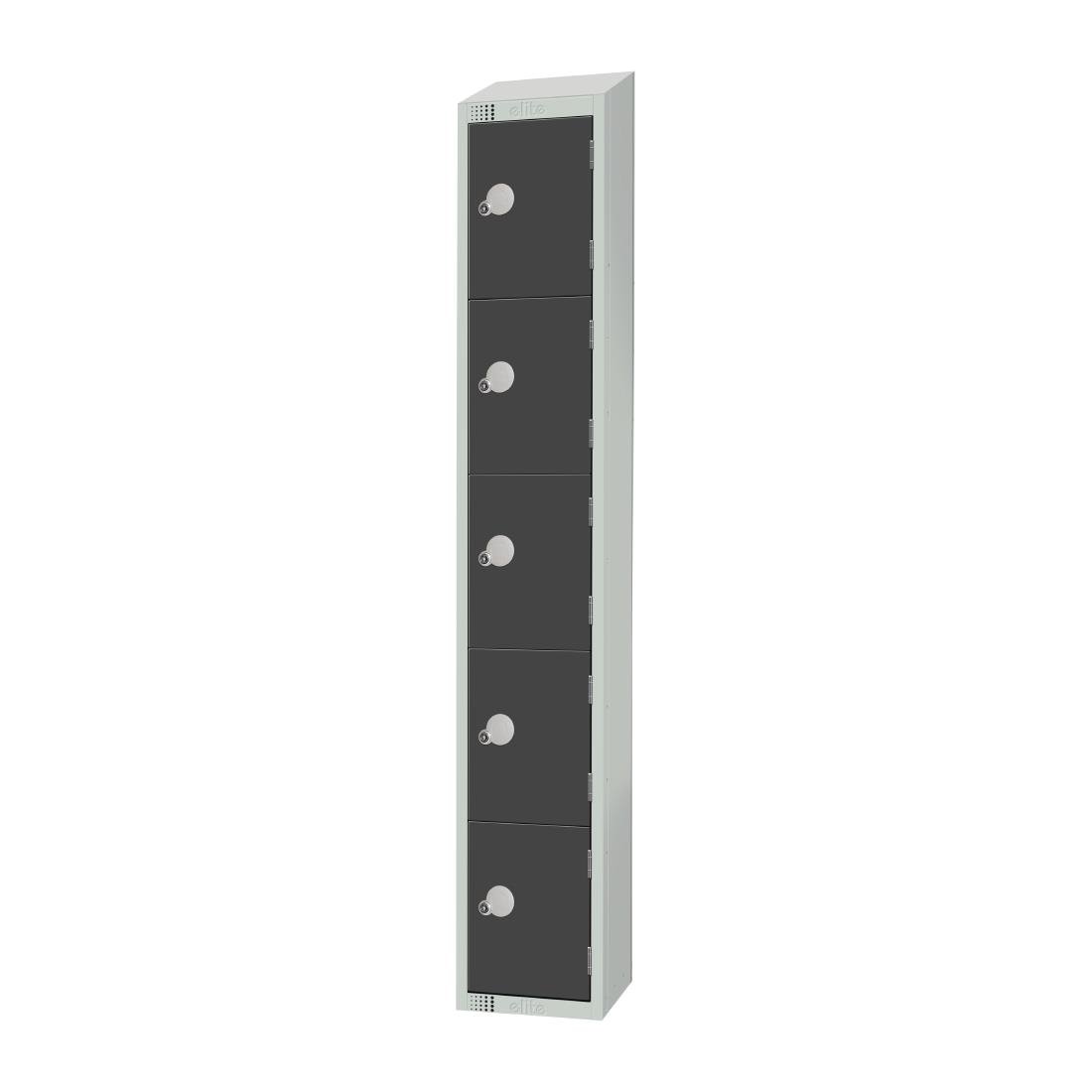 GR681-CS Elite Five Door Camlock Locker with Sloping Top Graphite Grey JD Catering Equipment Solutions Ltd