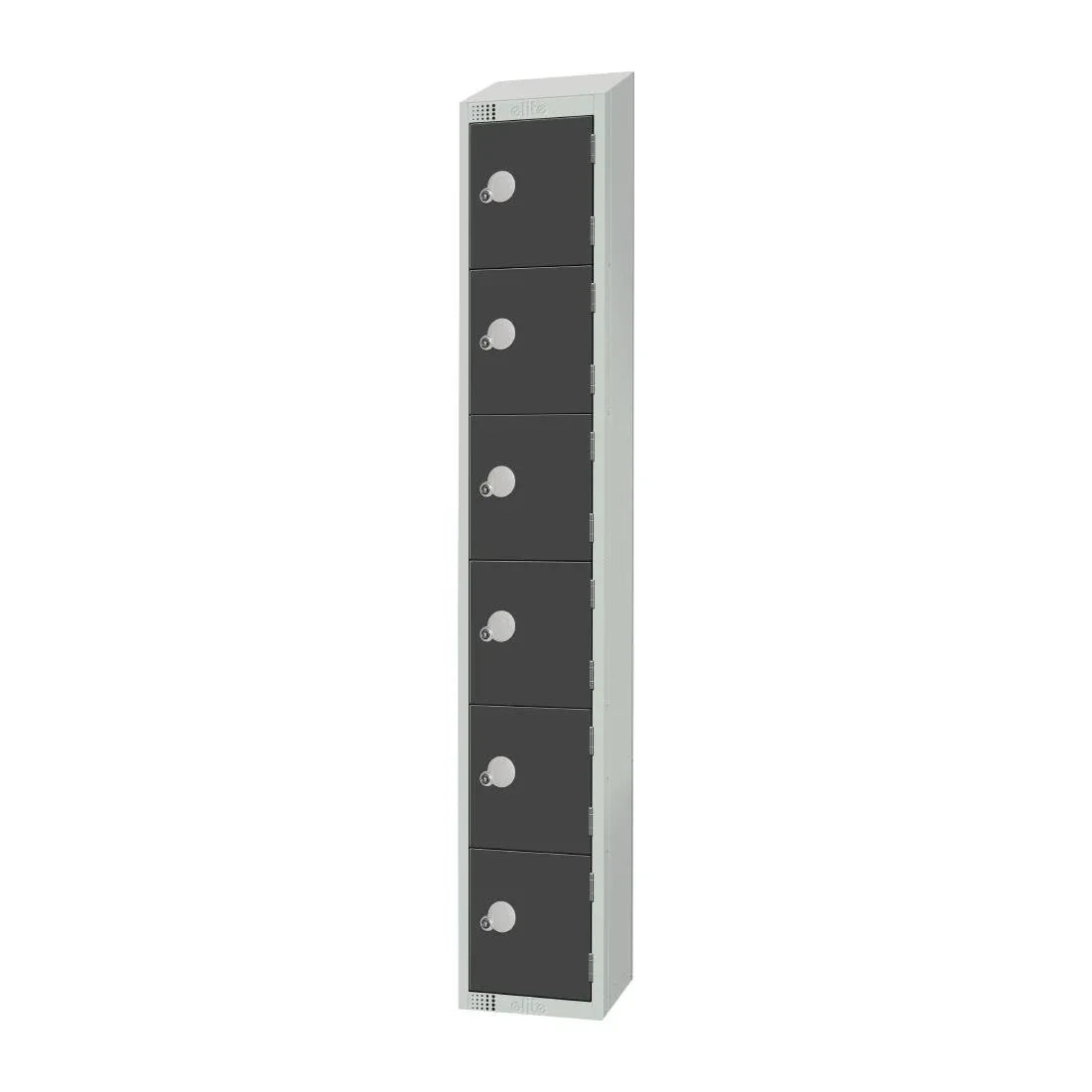 GR682-CS Elite Six Door Camlock Locker with Sloping Top Graphite Grey - JD Catering Equipment Solutions Ltd