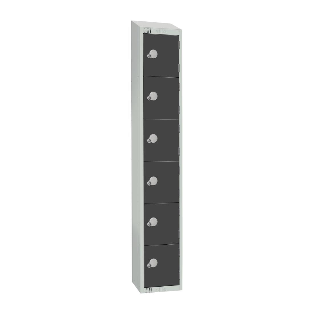 GR682-PS Elite Six Door Padlock Locker with Sloping Top Graphite Grey JD Catering Equipment Solutions Ltd