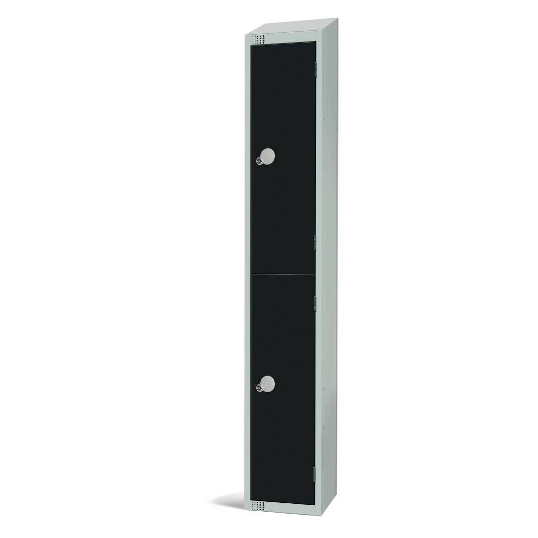 GR685-PS Elite Double Door Padlock Locker with Sloping Top Black JD Catering Equipment Solutions Ltd
