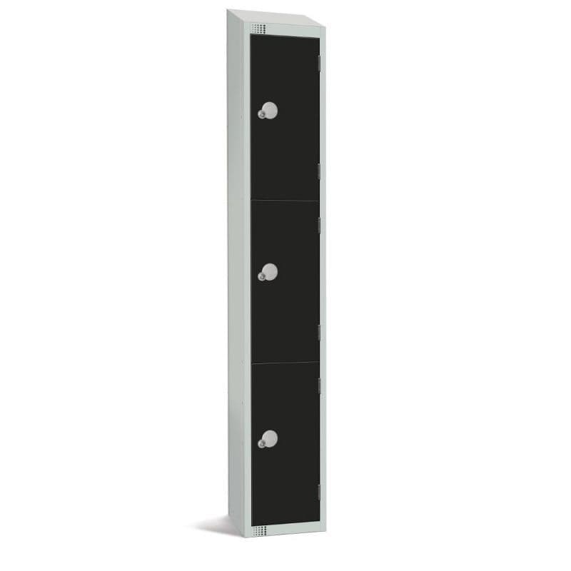 GR686-CS Elite Three Door Camlock Locker with Sloping Top Black JD Catering Equipment Solutions Ltd